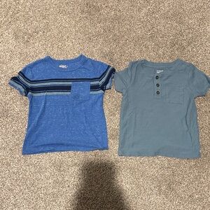 Cat & Jack Blue Striped and Solid Teal Kids Tees
